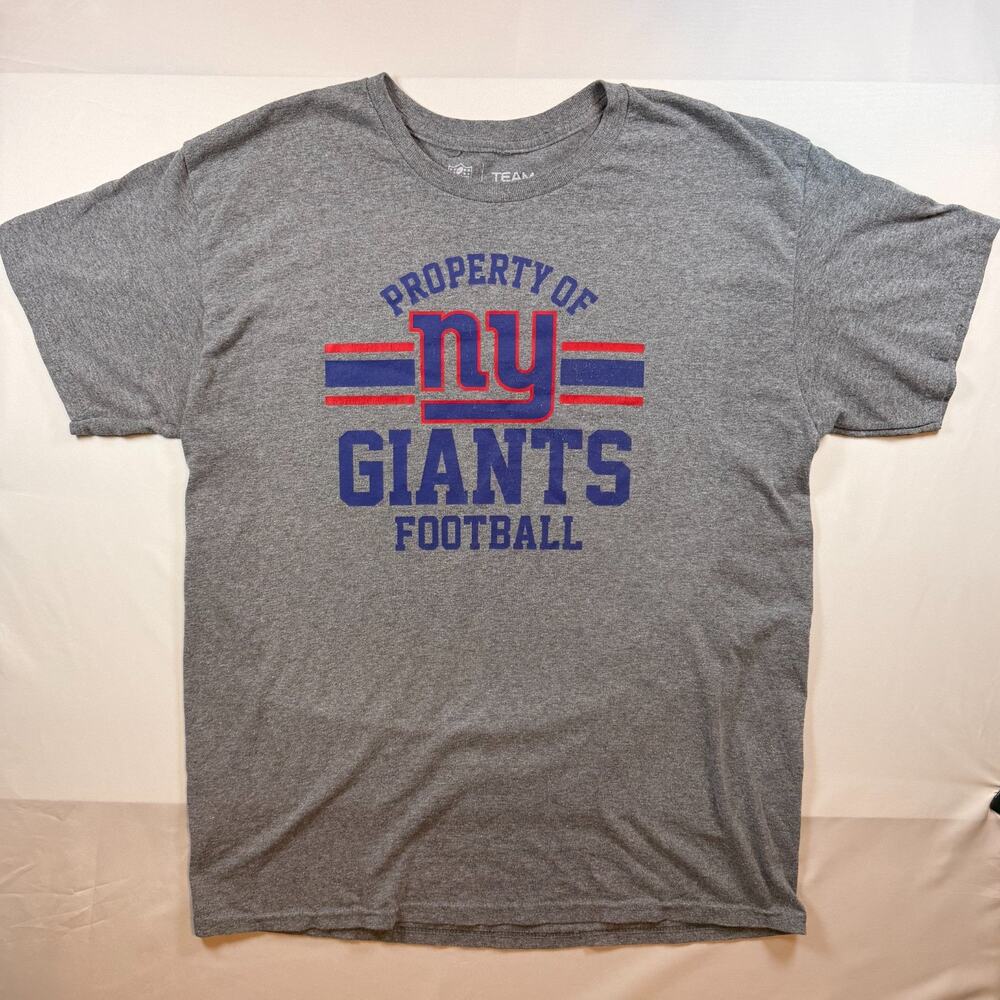 NFL NY Giants Logo Tee Short Sleeve Gray T Shirt Size Large